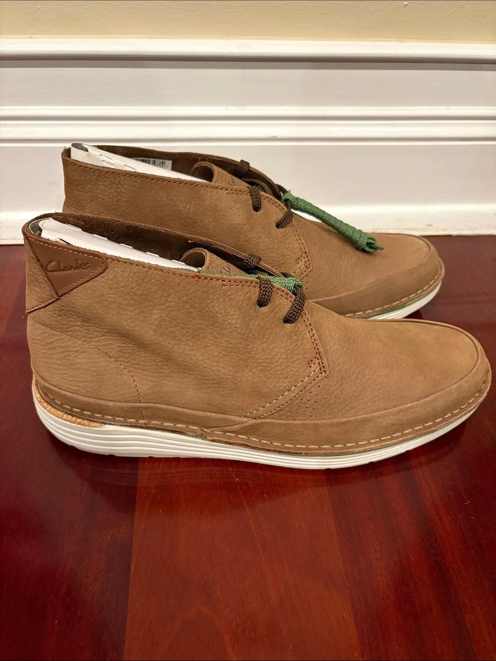 Clarks Men’s Brown Suede Chukka Boots with White Sole
